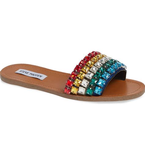 Rainbow Embellished Slide Sandal 